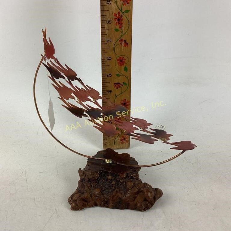 Copper & wood bird sculpture