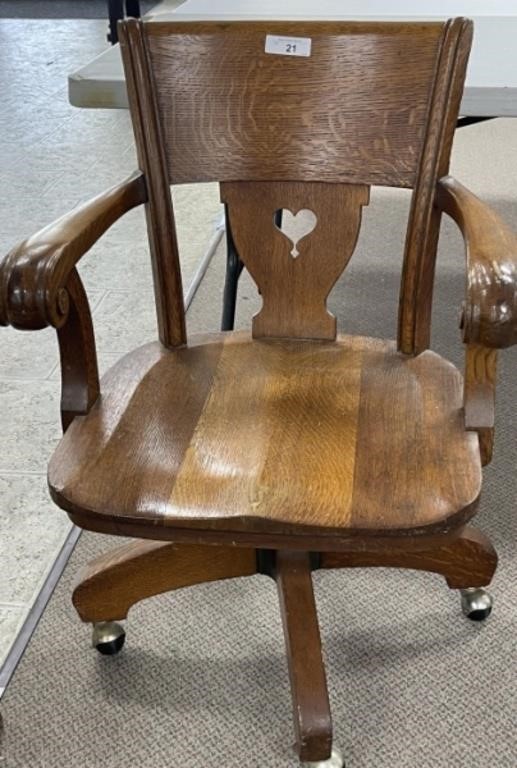 Oak Rolling Office Chair