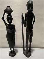 2- African wood carving statues measure