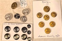 Navy, Air Force, Army buttons & more