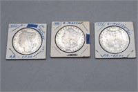 3 Morgan Silver Dollars New Orleans Mint Ca.1800s