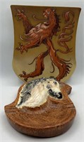VTG Collie Dog Ashtray & Decorative Coat of Arms