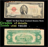 1928C $2 Red Seal United States Note Grades vf det