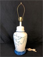 White Lamp with Blue Floral Accents By Leviton
