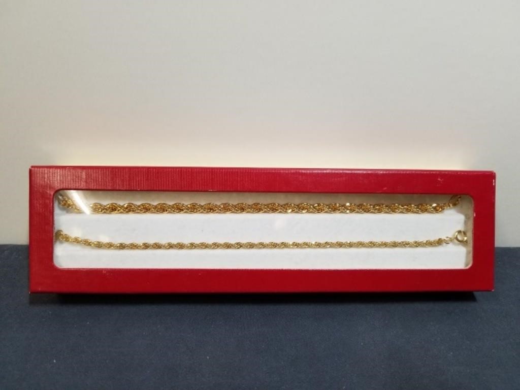 2 Gold Colored Bracelets in Box *Please Preview*