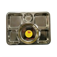 PACK OF 4 Verka American 6 Compartment Steel Tray