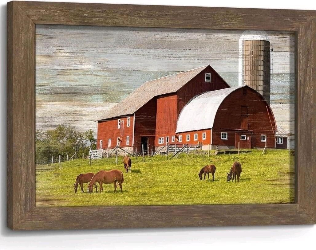 double trees Country Barn Wooden Wall Art: