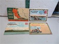 4 Vintage Fold Out Post Cards