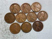 Ten 1919 Lincoln wheat cents