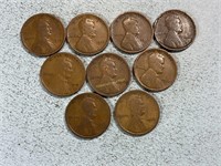 Nine 1916 Lincoln wheat cents