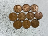 Ten 1919S Lincoln wheat cents