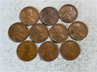 Ten 1917 Lincoln wheat cents