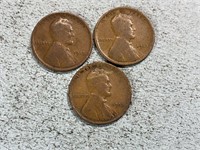 Three 1913 Lincoln wheat cents