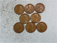 Eight 1918 Lincoln wheat cents