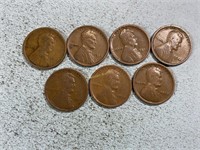 Seven 1918 Lincoln wheat cents