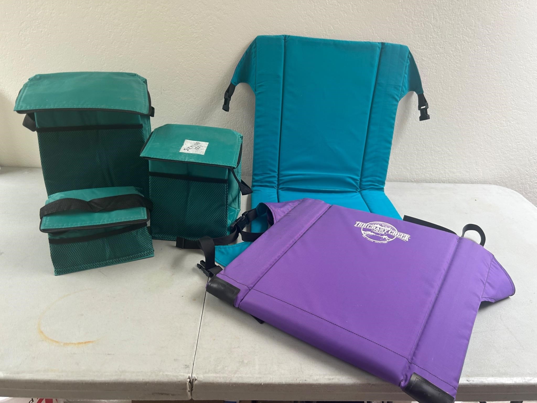 2 Crazy Creek Chairs & Insulated Cases