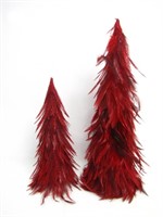 2 BETTER HOMES RED FEATHER CHRISTMAS TREES