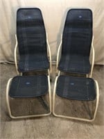 2 High Back Outdoor Spring Chairs & Foot Rests