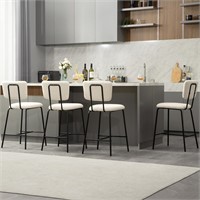 Set of 4 Counter Height Bar Stools  White
