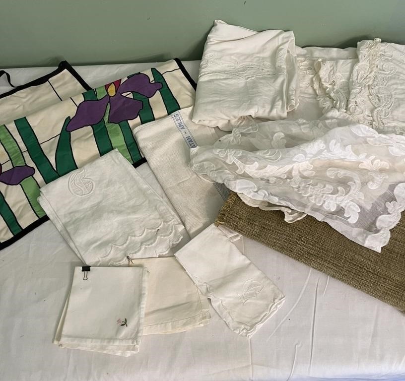 LOT OF LINENS AND APRON