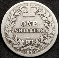 1879 Great Britain Victoria Silver Shilling