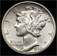 1938-P Mercury Silver Dime, High Grade
