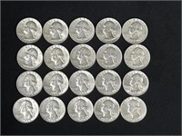 20 silver 1964 Washington quarters