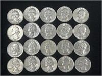 20 silver 1964 Washington quarters