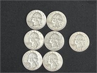 Seven silver quarters 1961 through 1963