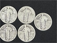 5 standing liberty silver, quarters