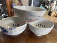 3 signed pottery bowls