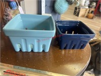 Two Ceramic Crate Planters