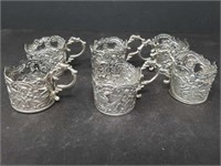 Set of ornate silver cup holders, 63 g, hallmarked