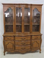 French Provincial Cherry Serpentine China Cabinet