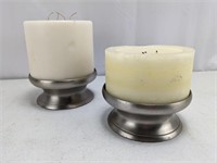 (2) Pillar Candleholders w/ Candles