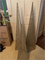 3 triangle Christmas trees, tallest about 4 feet
