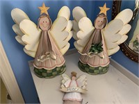 3 metal angel candle holders