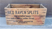 Old Wooden Crate Red Raven Splits Laxative Water