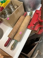 2 Baking Rolling Pins Red and Blue Handle