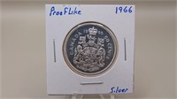 1966  Canadian 800 Silver 1/2 Dollar  Proof Like