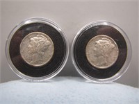 Pair of Silver Mercury Dimes - 1942, 1944 S