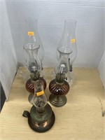 5 vintage oil lamps