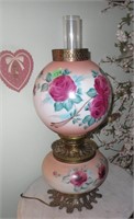 Floral double globe lamp