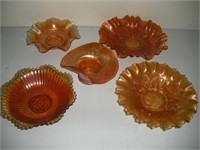5 Pieces Carnival Glass