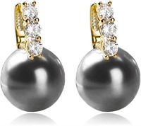 14k Gold-pl. 7.00ct Topaz & Black Pearl Earrings