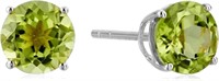 Natural Round 1.88ct Peridot Solitaire Earrings