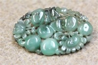 Natural Jade or Jadeite and Sterling Pin or Brooch