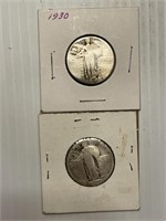 1930 & No Date Standing Liberty Silver Quarters