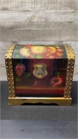 Tole Painted Wooden Chest 12" Long X 11" High