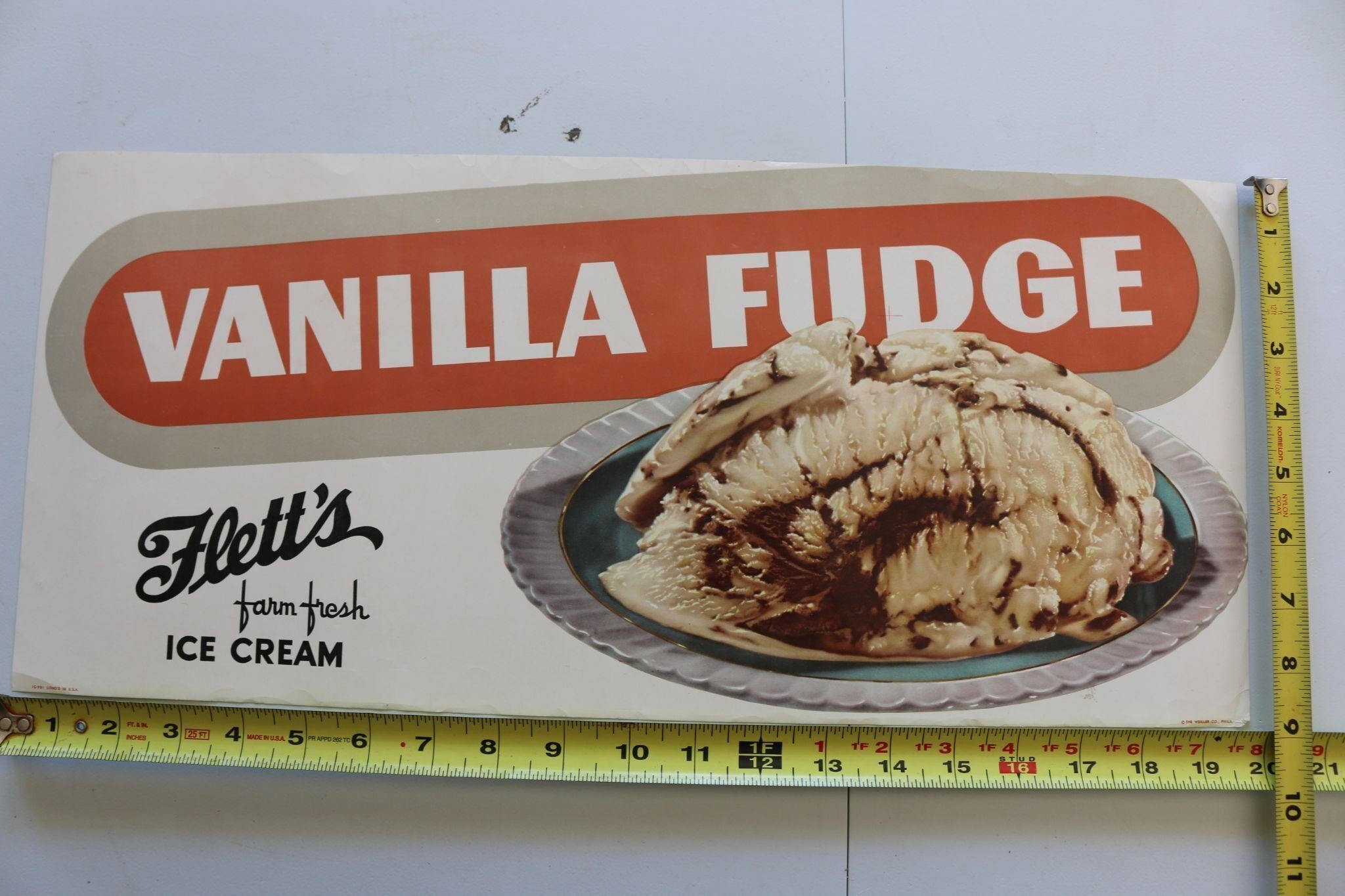 Vintage Large Flett's Vanilla Ice Cream Lable